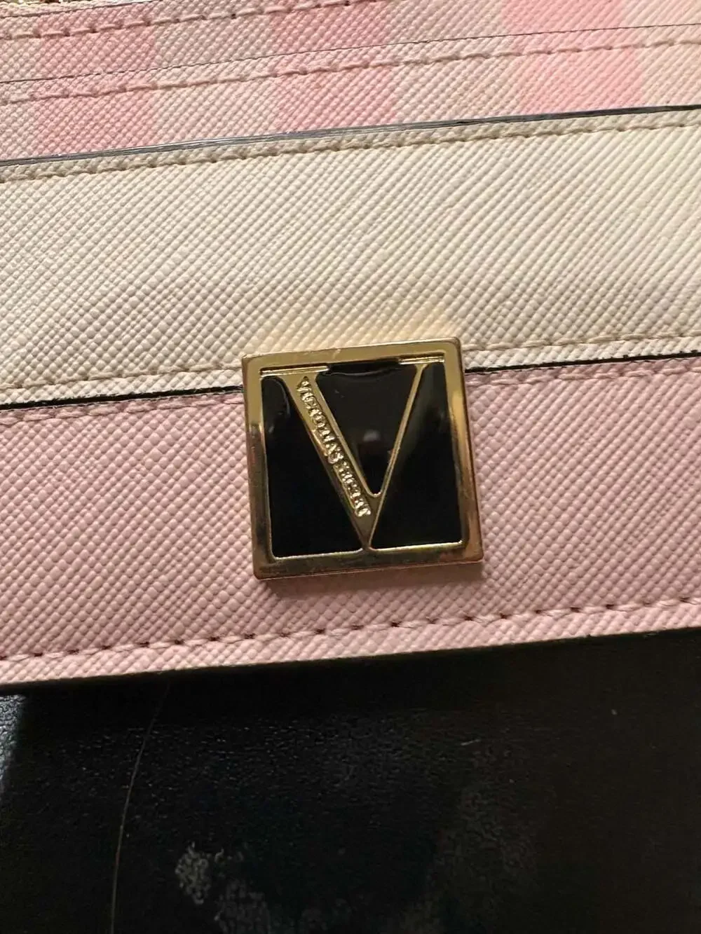 Victoria's Secret The Victoria Card Case Keychain in Pink Iconic Stripe